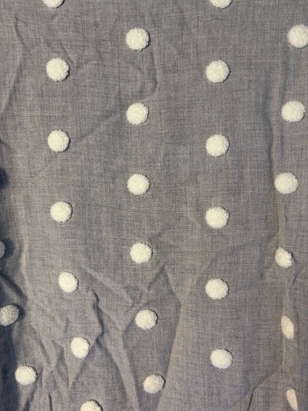 Zara Gray White Puff Polka Dot Balloon Sleeve Blouse